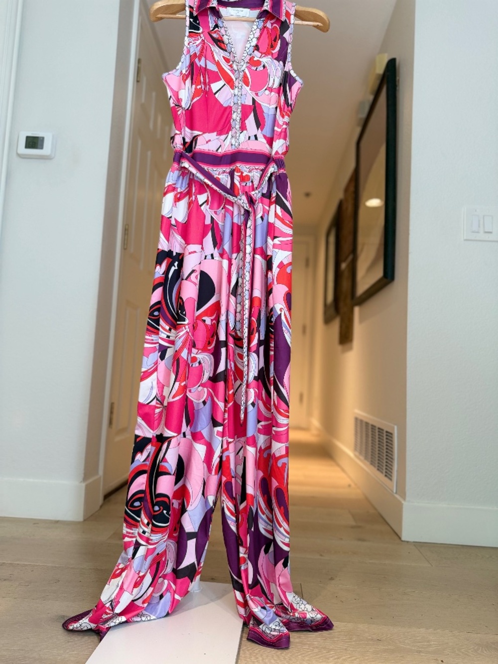 Halfheart Pink Abstract Wide Leg Jumpsuit Small